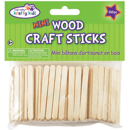 6 Pack - Krafty Kids Mini Craft Sticks-Natural 2.125" 150/Pkg - CW496 - 775749139037