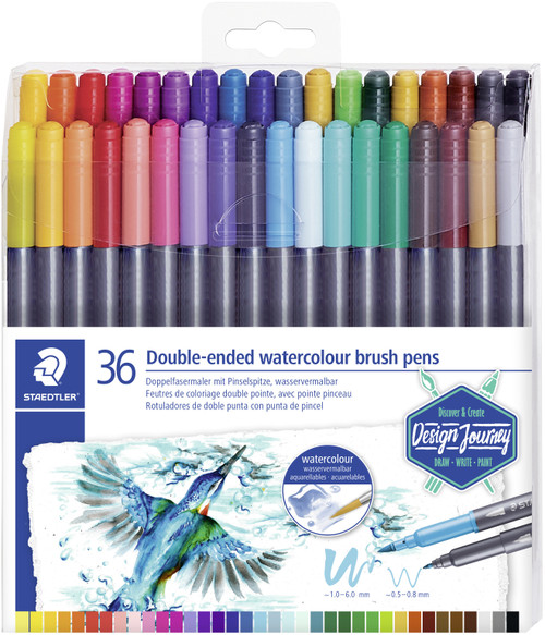 Staedtler Double-Ended Watercolour Brush Pens 36/Pkg-Assorted Colors - TB3602 - 40078170428474007817042847