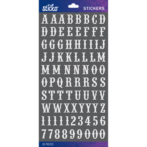 6 Pack Sticko Alphabet Stickers-White Glitter Carnival Small E5290132 - 015586816822