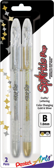 3 Pack Pentel Sparkle Pop Metallic Gel Pens 1.0mm 2/Pkg-Gold & Silver Ink K91PABPX