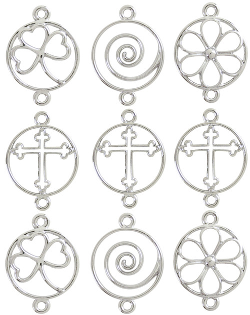 3 Pack Cousin Jewelry Basics Metal Charms-Silver Shapes 9/Pkg A50026ND-8420