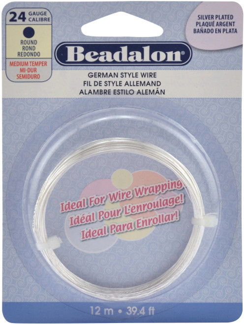 3 Pack Beadalon German Style Wire-Silver Round 24 Gauge, 37.4' 180B-024 - 035926078970