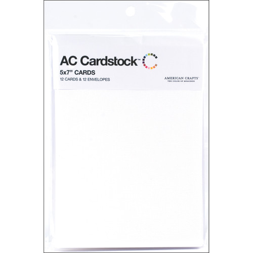 3 Pack - American Crafts A7 Cards W/Envelopes (5.25"X7.25") 12/Pkg-White - AC71338 - 718813713382