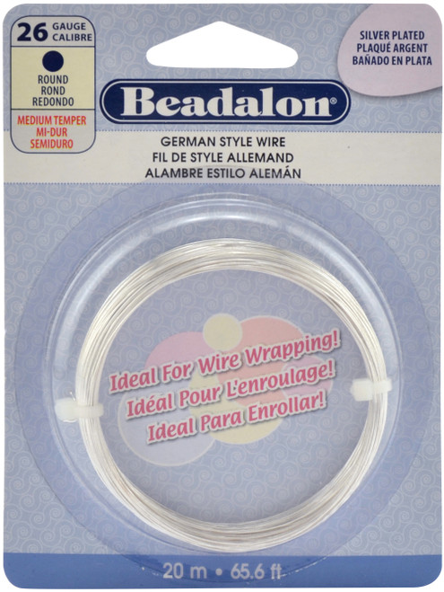 3 Pack Beadalon German Style Wire-Silver Round 26 Gauge, 65.5' 180B-026 - 035926087514