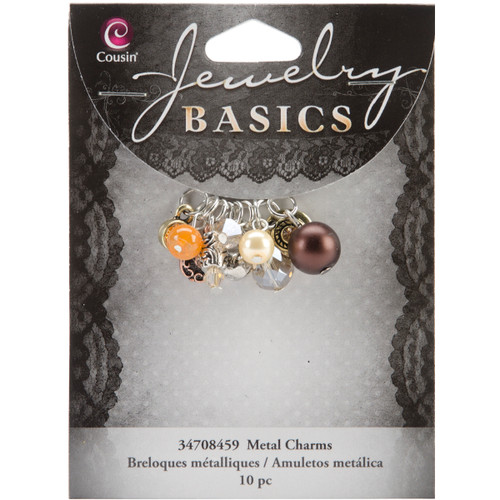 3 Pack Cousin Jewelry Basics Metal Charms-Brown Glass & Metal Bead Cluster 10/Pkg JBCHARM-8459 - 016321065666