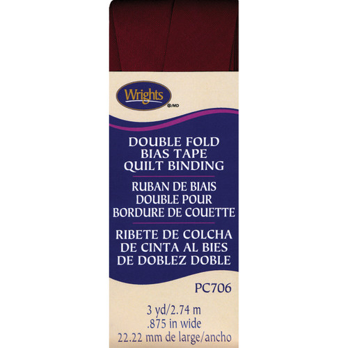 3 Pack Wrights Double Fold Quilt Binding .875"X3yd-Ox Blood 117-706-2303 - 070659895265