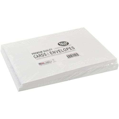 2 Pack Leader A7 Greeting Cards W/Envelopes (5.25"X7.25") 50/Pkg-White -WECS500