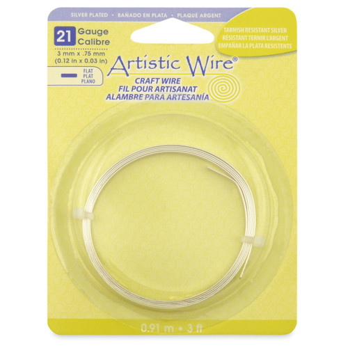 3 Pack Artistic Wire Flat-Silver-Plated 21 Gauge, 3mmX.75mmX3' ABW-21F - 035926120013