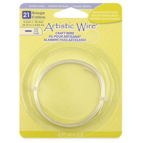 3 Pack - Artistic Wire Flat-Silver-Plated - 21 Gauge, 3mmX.75mmX3' - ABW-21F - 035926120013