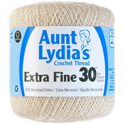 3 Pack Aunt Lydia's Extra Fine Crochet Thread Size 30-Natural 180-226 - 073650767470