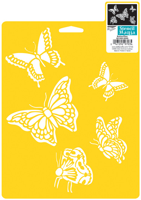 6 Pack Delta Stencil Mania Stencil 7"X10"-Butterflies SM97-0820 - 047292970826