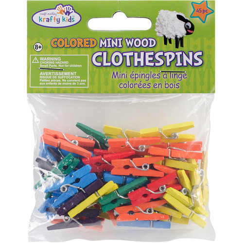 6 Pack - Krafty Kids Mini Wood Clothespins-Colored 1" 45/Pkg - CW601 - 775749129847