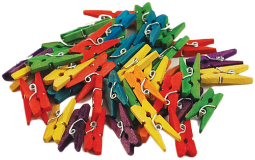 6 Pack Krafty Kids Mini Wood Clothespins-Colored 1" 45/Pkg CW601