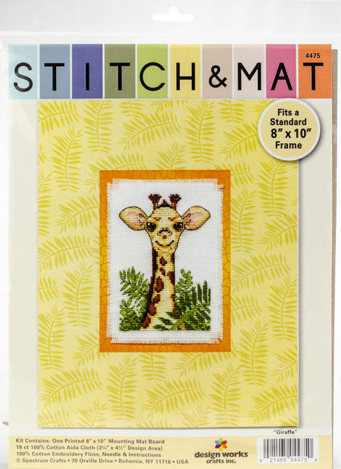 2 Pack Design Works Stitch & Mat Counted Cross Stitch Kit 3"X4.5"-Giraffe (18 Count) DW4475 - 021465044750