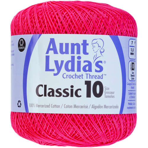 3 Pack Aunt Lydia's Classic Crochet Thread Size 10-Hot Pink 154-332 - 073650789083