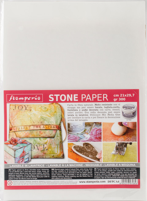 3 Pack - Stamperia Washable Stone Paper 8.25"X11.6"-One Sheet - DFPCA4 - 80242739748468024273974846