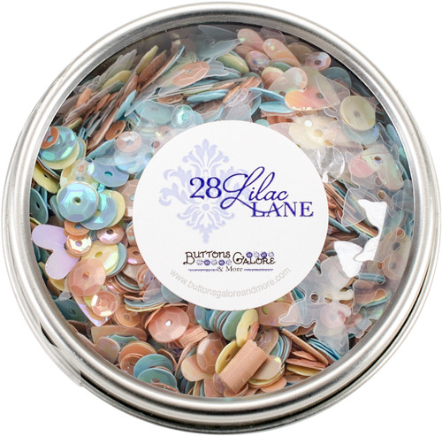 6 Pack - Buttons Galore 28 Lilac Lane Tin W/Sequins 40g-Spring Butterflies - LL307 - 840934000666