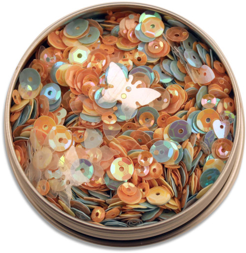 6 Pack - Buttons Galore 28 Lilac Lane Tin W/Sequins 40g-Spring Butterflies - LL307