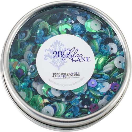 6 Pack - Buttons Galore 28 Lilac Lane Tin W/Sequins 40g-Party Time - LL317 - 840934000635