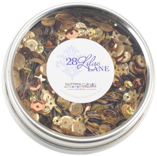 6 Pack Buttons Galore 28 Lilac Lane Tin W/Sequins 40g-Not So Heavy Metal LL312 - 840934000581