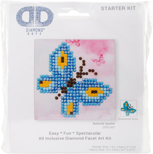 2 Pack Diamond Dotz Starter Diamond Art Kit 3"X3"-Butterfly Sparkle DDS002 - 4897073241852