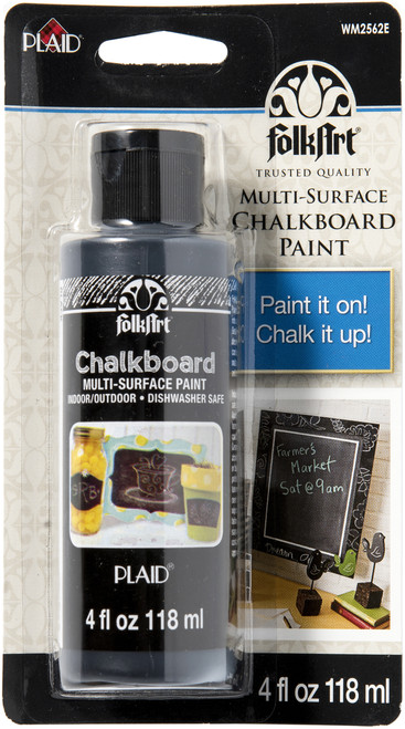 3 Pack FolkArt Multi-Surface Chalkboard Paint 4oz Carded-Black FA2562E - 028995025624