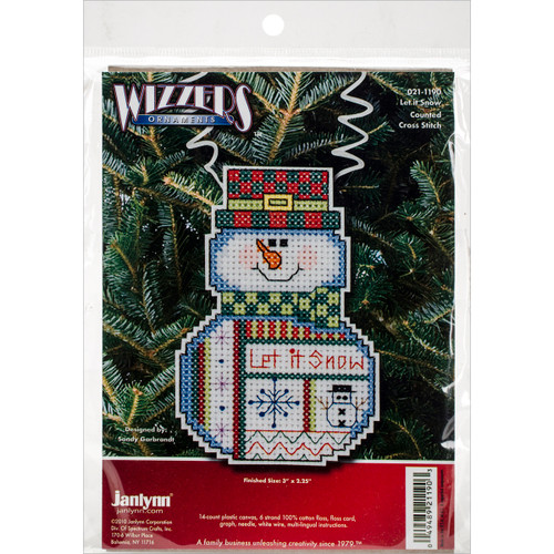 3 Pack Janlynn/Holiday Wizzers Counted Cross Stitch Kit 3"X2.25"-Snowman Let It Snow (14 Count) 21-1190 - 049489211903