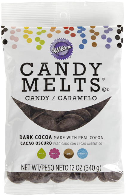 5 Pack Wilton Candy Melts Flavored 12oz-Dark Cocoa, Chocolate W1911-60-6066 - 070896260666