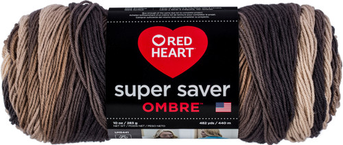 2 Pack Red Heart Super Saver Ombre Yarn-Hickory E305-4923 - 073650034848