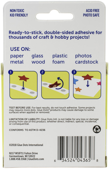 3 Pack - Glue Dots .5" Craft Dot Roll-200 Clear Dots - GD08165