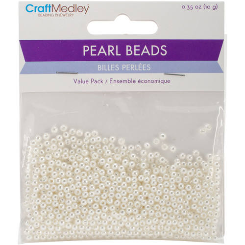 6 Pack Craft Medley Pearl Beads Value Pack-3mm Ivory 850/Pkg BD408-A - 775749188295