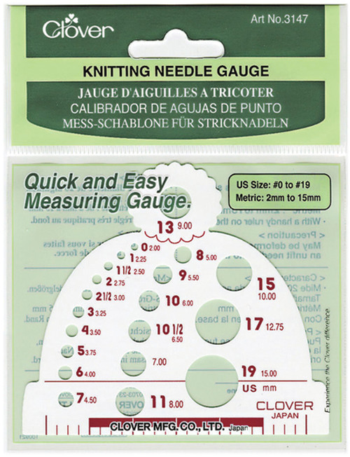 3 Pack - Clover Knitting Needle Gauge-Measures Sizes 0 To 19 - 3147 - 051221353147