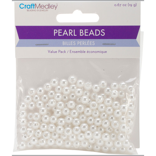 6 Pack - Craft Medley Pearl Beads Value Pack-6mm White 185/Pkg - BD409-D - 775749188387 6 Pack - Craft Medley Pearl Beads Value Pack-6mm White 185/Pkg - BD409-D - 775749188387