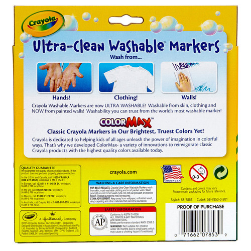 3 Pack - Crayola Ultra-Clean Color Max Broad Washable Markers 10/Pkg-Bold Colors - 58-7853