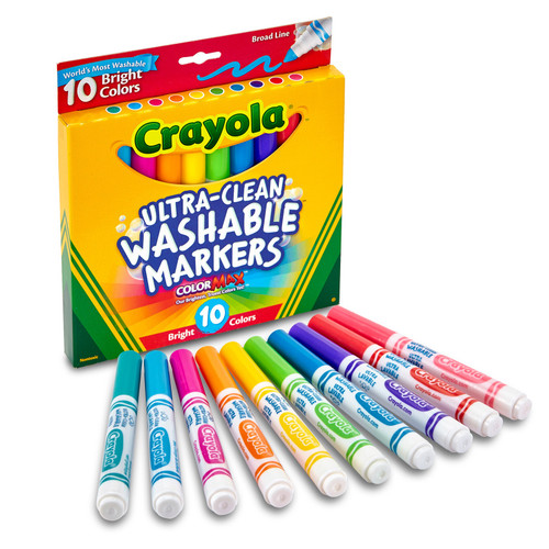 3 Pack - Crayola Ultra-Clean Color Max Broad Washable Markers 10/Pkg-Bright Colors - 58-7855