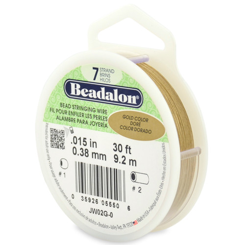 3 Pack Beadalon Stringing Wire 7-Strand .015"X30'-Gold JW02G0 - 035926055506