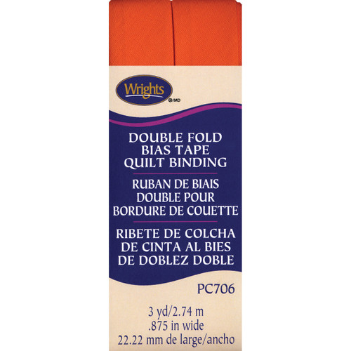 3 Pack - Wrights Double Fold Quilt Binding .875"X3yd-Orange - 117-706-058 - 070659894794
