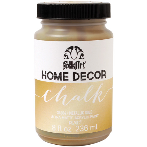 3 Pack FolkArt Home Decor Chalk Paint Metallic 8oz-Gold HDCHLKMT-34804 - 028995348044