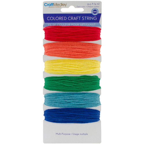 6 Pack Craft Medley Colored Craft String 29.5'-Brights GC019-B - 775749160789