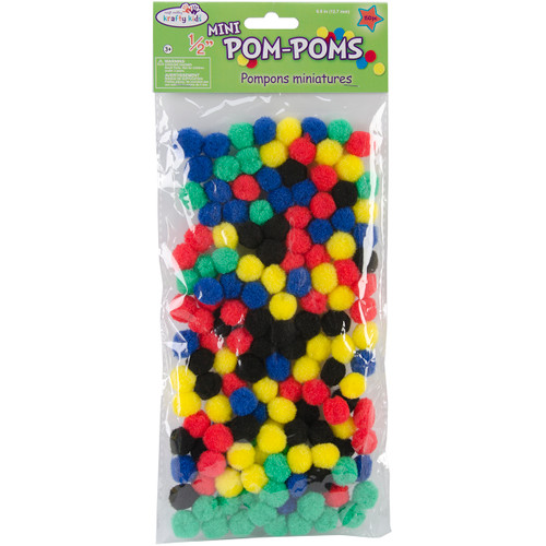 6 Pack - Krafty Kids Mini Pom-Poms .5" 150/Pkg-Primary - KC208-A - 775749149951