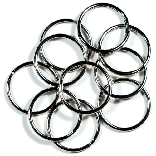6 Pack - Realeather(R) Crafts Split Key Rings 1.25" 10/Pkg-Nickel - BKR12510