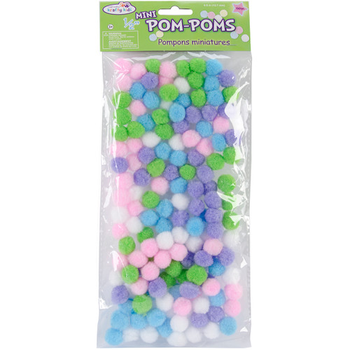 6 Pack Krafty Kids Mini Pom-Poms .5" 150/Pkg-Pastel KC208-B - 775749149968