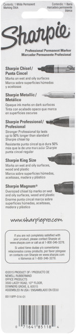 3 Pack Sharpie Mean Streak Broad Tip Marking Stick Carded-White 85118PP