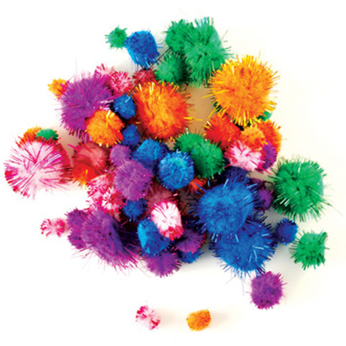 6 Pack Krafty Kids Glitter Pom-Poms Variety Pack 75/Pkg-Assorted KC216