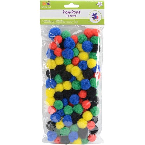 6 Pack - Krafty Kids Pom-Poms .75" 100/Pkg-Primary - KC209-A - 775749149975 6 Pack - Krafty Kids Pom-Poms .75" 100/Pkg-Primary - KC209-A - 775749149975