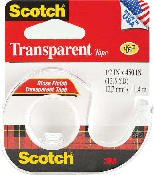 12 Pack - Scotch Transparent Tape Gloss-.5"X500" - 144-3M - 021200010309