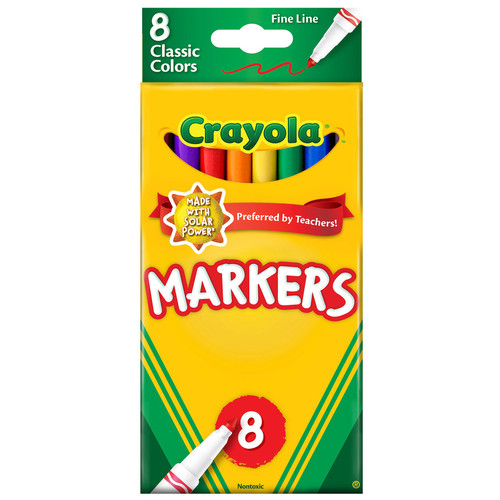 3 Pack Crayola Fine Line Markers-Classic Colors 8/Pkg 58-7709 - 071662077099