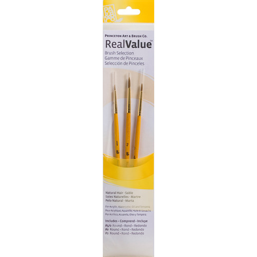 3 Pack - Princeton Natural Sable Real Value Brush Set-3/Pkg - P9105 - 757063918482