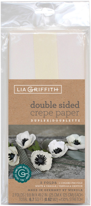 2 Pack - Lia Griffith Double-Sided Extra Fine Crepe Paper 2/Pkg-White/Vanilla & Vanilla/Chiffon - LG11026 - 190705000716