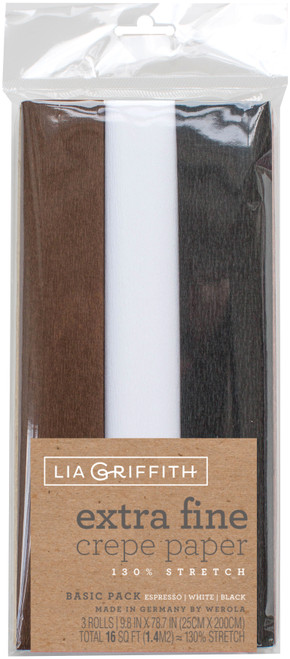 2 Pack Lia Griffith Extra Fine Crepe Paper 3/Pkg-Basic LG11030 - 190705000853